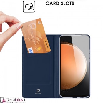 Dux Ducis Skin Pro dirbtinės odos dėklas - mėlynas (Samsung Galaxy S25 Fe)